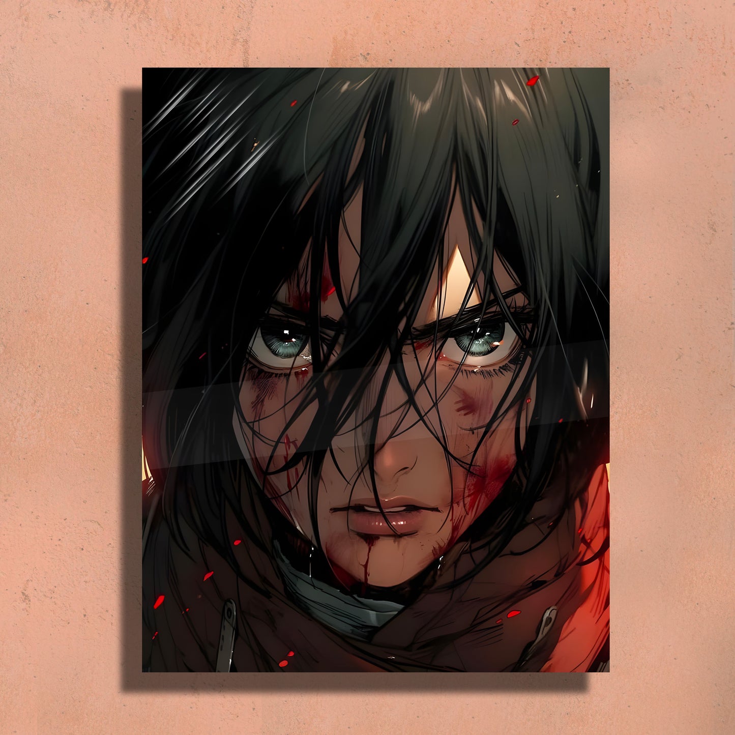 Mikasa AOT inspired Metal Fan Art Print – Premium Wall Decor