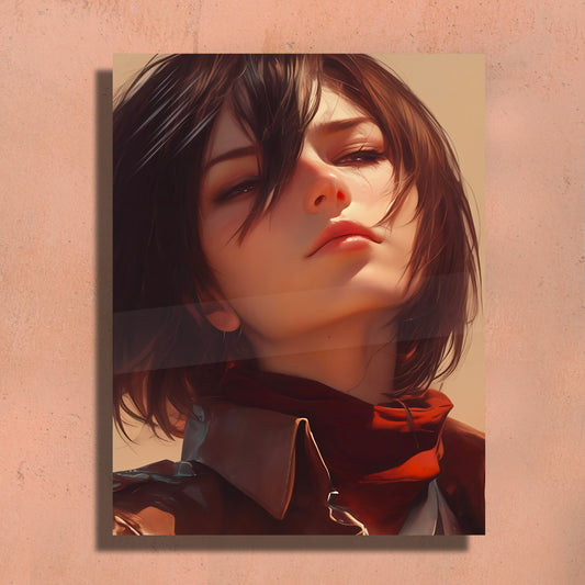 Mikasa AOT inspired Metal Art Print – Premium Wall Decor