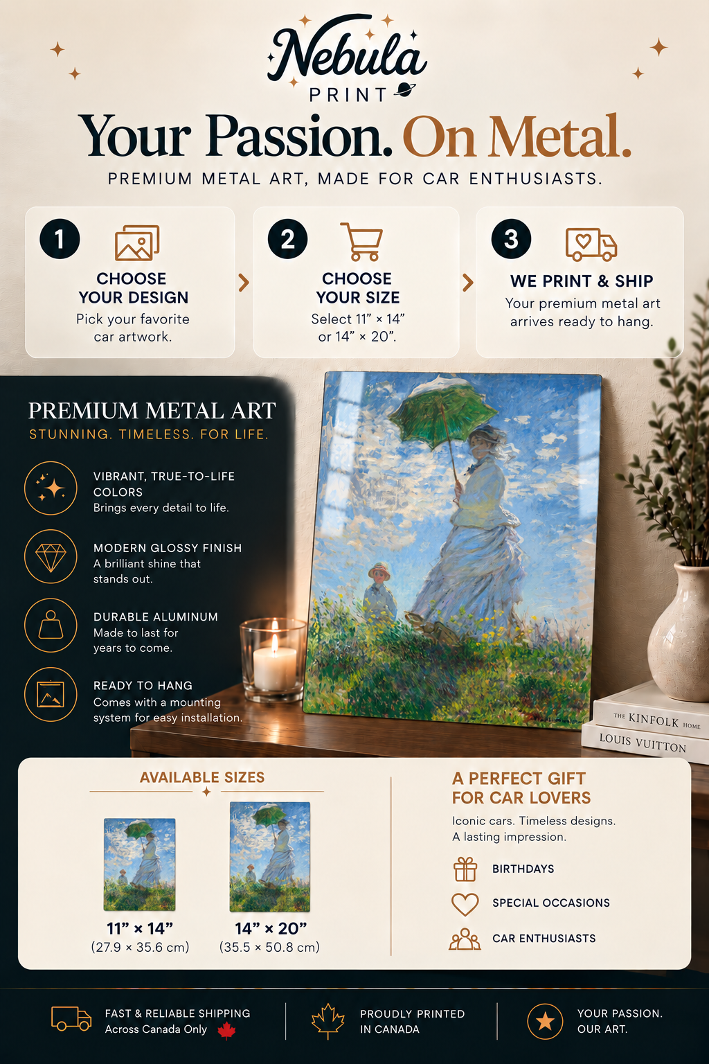 Woman with a Parasol by Claude Monet – Metal Wall Art