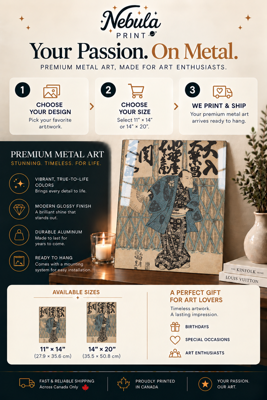 Kabuki Actor with a Fan by Utagawa Kunisada – Metal Wall Art