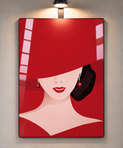 Woman in Red Hat – Metal Wall Art