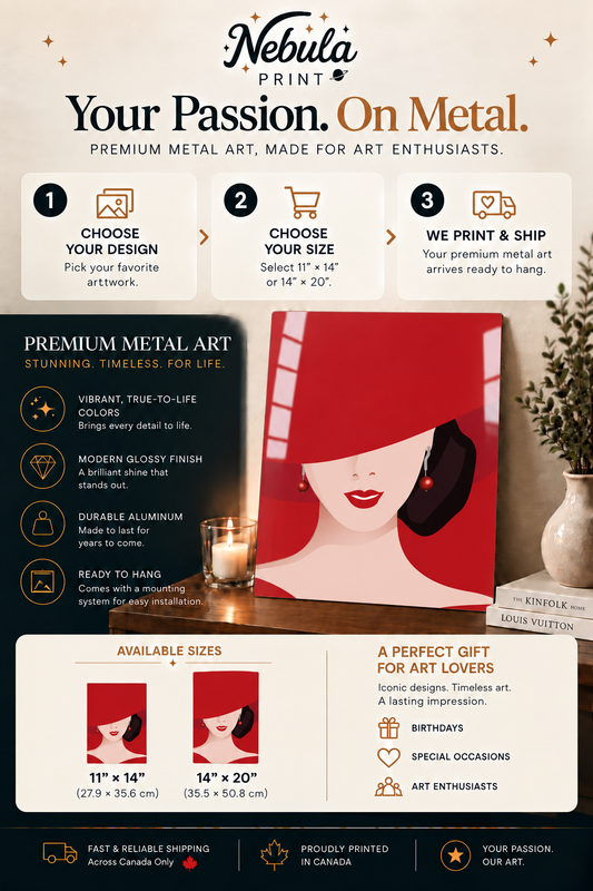 Woman in Red Hat – Metal Wall Art