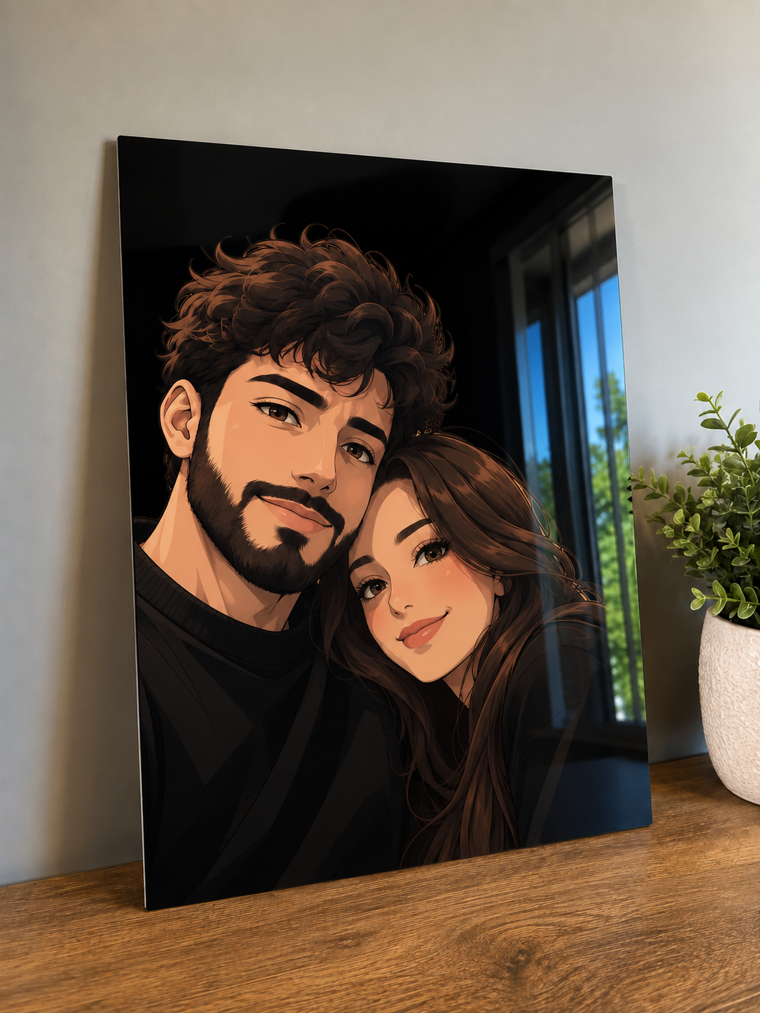 Custom Cartoon/Anime Style Portrait – Personalized Metal Print