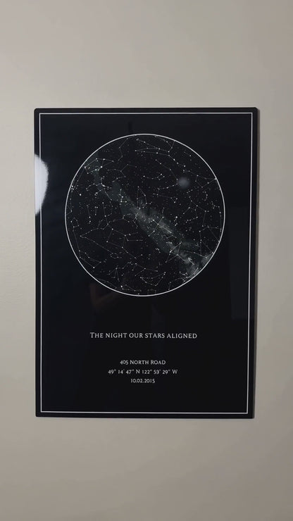Personalized Star Map Metal Print – Custom Night Sky by Date & Location